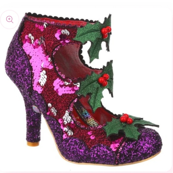 New PURPLE GLITTER, SEQUINS HEELS, HOLLY JOLLY, IRREGULAR CHOICE, size 10/11, 42 - Picture 2 of 9